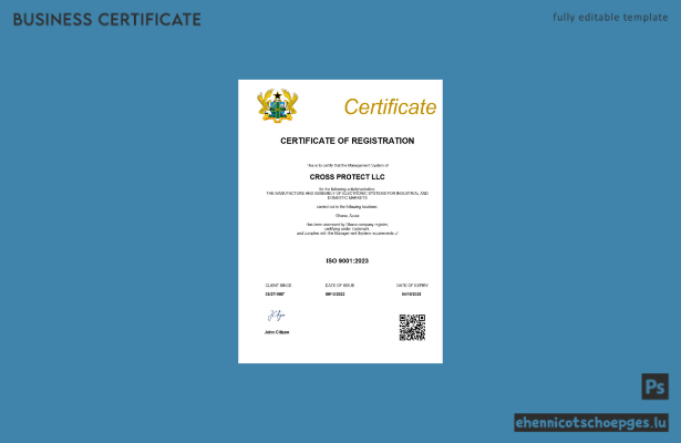 Ghanaische Registrierungsurkunde (Word und PDF) – 2 Beispielvorschau